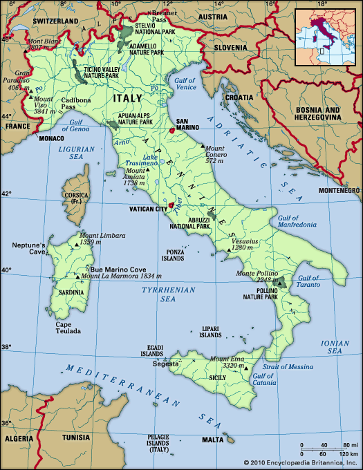 Physical features of Italy