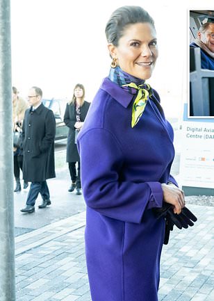 Crown Princess Victoria of Sweden is elegant in a two-piece suit as she joins her husband