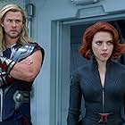 Scarlett Johansson and Chris Hemsworth in The Avengers (2012)