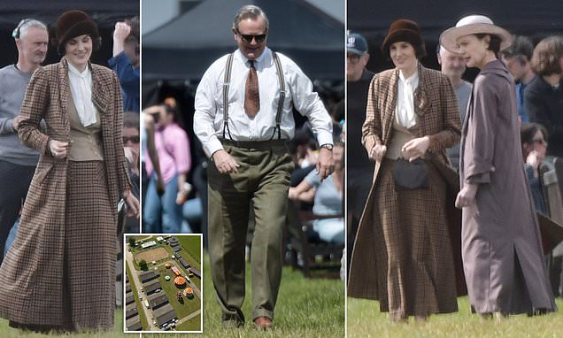 Downton Abbey returns! Michelle Dockery gets back into character as she joins Hugh