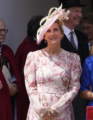 Pretty in pink! Sophie, Duchess of Edinburgh is radiant in a floral dress as she attends