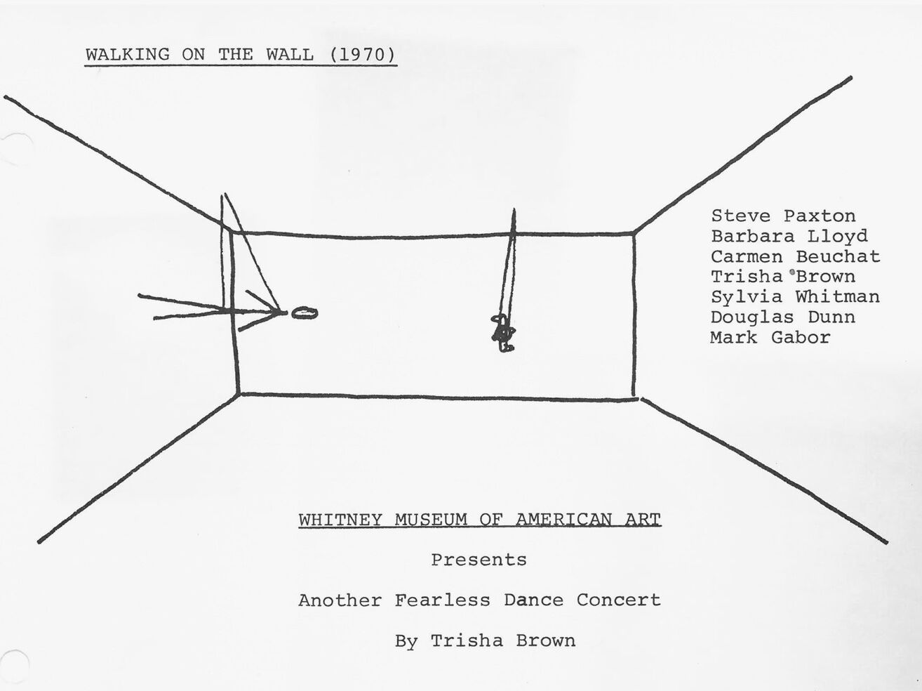 A simple line drawing of a room against a white, paper background. 