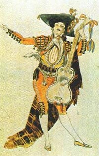 Эскиз театрального костюма Фигаро для постановки оперы Россини «Севильский цирюльник»