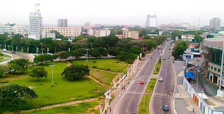 Bird's-eye view of the West Africa City of Accra, Greater Accra, Ghana