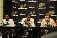 Moore, JaJuan Johnson and Robbie Hummel at press conference, January 2010