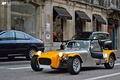 Caterham open wheeled sports car, derived from Lotus 7