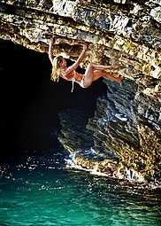Natalija Gros [sl] deep-water soloing in Croatia