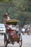 A cycle rickshaw driver in Phnom Penh, Cambodia