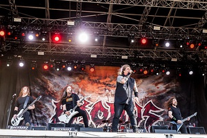 Band on stage at festival in 2018