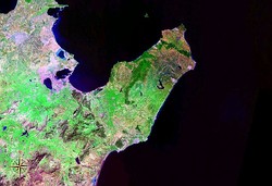 Cape Bon from space (false color)