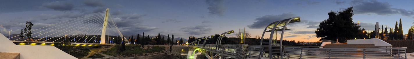  A panoramic view of the Moscow bridge (right) and the Millennium Bridge (left). (Swipe left or right)