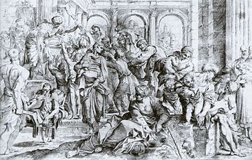 Guido Reni or Francesco Brizio, Saint Roch Giving Alms, print after the painting