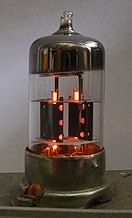 ECC83, a dual triode used in 1960-era audio equipment