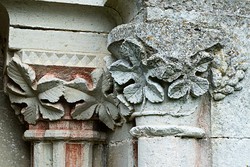 Carved stone decoration in Karja church