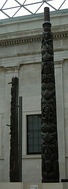 Great Court - Two house frontal totem poles, Haida, British Columbia, Canada, about 1850 AD