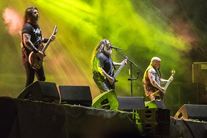 Slayer at Hellfest 2017. From left to right: Gary Holt, Tom Araya and Kerry King.