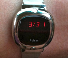 A silver Pulsar LED watch from 1976