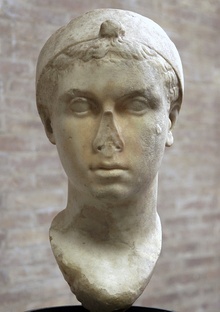 Left image: Cleopatra VII bust in the Altes Museum, Antikensammlung Berlin, Roman artwork, 1st century BCRight: bust of Cleopatra VII, dated 40–30 BC, Vatican Museums, showing her with a 'melon' hairstyle and Hellenistic royal diadem worn over her head