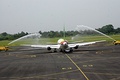 Water salute of a Camair-Co Boeing 767-300ER.