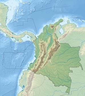 Location of major volcanoes in Colombia