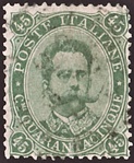 Гашёная универсальная марка Италии 1889 года номиналом 45 чентезимо