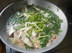 Suam na asuhos (whiting soup) with siling labuyo and malunggay leaves and misua noodles
