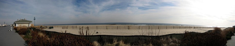  Panoramic view of Belmar beach and boardwalk