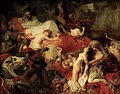 The Death of Sardanapalus; by Eugène Delacroix; 1827; oil on canvas; 3.92 × 4.96 m; Louvre[198]