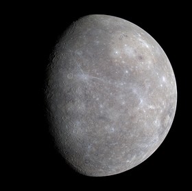 Изображение Меркурия, полученное во время первого пролёта космического аппарата «Мессенджер».