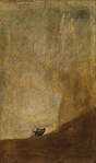 The Dog; Francisco de Goya; ca. 1819–1823; mural transferred to canvas, 131.5 × 79.3 cm.; Museo del Prado