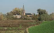 Kekerdom, la iglesia (la Laurentiuskerk) desde el Duffeltdijk