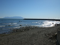 View of Samothrace from a coastline in Makri