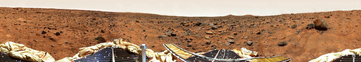  Vista panorámica de la Mars Pathfinder del sitio de aterrizaje tomado por el IMP