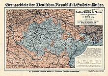 Этнографическая карта Судетской области Чехословакии, 1919 г.