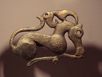 Stylized horse and bird, Tomb of Tegermansu I, Eastern Pamirs, Tajikistan, 4th century BCE