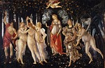 Primavera; by Sandro Botticelli; c. 1478; tempera on panel; 2 x 3.1 m; Uffizi Gallery (Florence)[147]