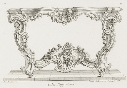 Side table design by Juste-Aurèle Meissonnier (about 1739)