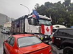 Canadian flags have featured in the protest to show solidarity with the protests in Canada that inspired Convoy 2022 NZ.