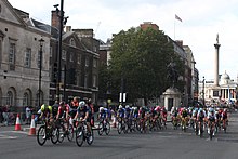 Stage 8 in Whitehall, London having just passed Nelson's Column