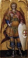 A 15th century depiction of the Archangel Michael with a kiteshield