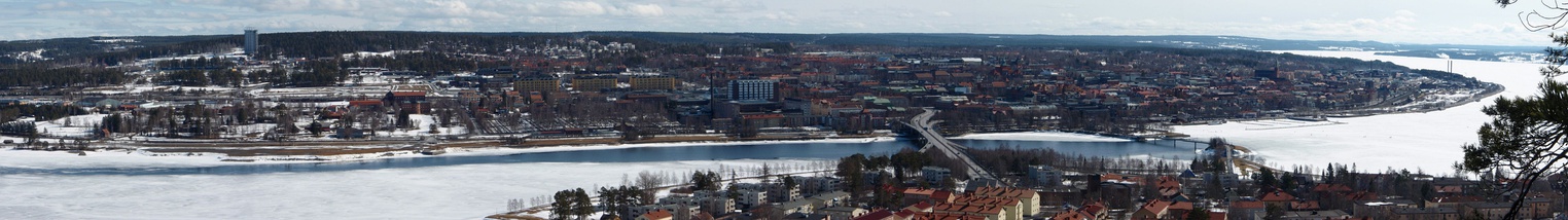  View of district Norr and Staden during early spring, as seen from the hill Östberget in district Hornsberg on the island of Frösön.