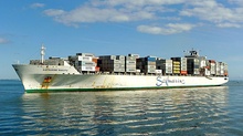 Safmarine Makutu, a Panamax container ship delivered to Safmarine in 2007, arriving in Fremantle, Australia in 2015