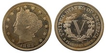 "V" nickel without and with "cents"
