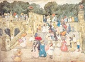 Bethesda Terrace stairs at the end of the Mall, watercolor by Maurice Prendergast, 1901