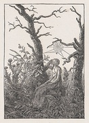 The Woman with the Spider's Web or Melancholy. Woodcut after an 1803 drawing by Caspar David Friedrich[68]