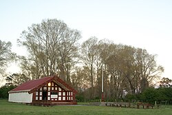 The meeting house at the Mangahanea Marae