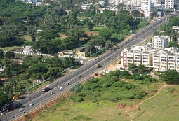 Left: NH 16 a part of Asian Highway 45 at Visakhapatnam;Right: NH 16 a part of Asian Highway 45 in Tamil Nadu