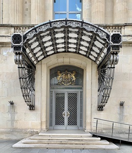 Stripped Classicist door of the Royal Palace of Bucharest, now the National Museum of Art of Romania