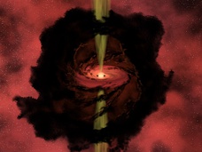 Artist's conception of the birth of a star within a dense molecular cloud