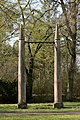 Pillars of historical swing (18th/19th century) in a park